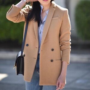 Banana Republic Wool Blend Camel Double-Breasted Blazer Coat